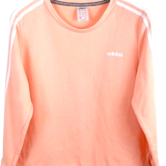 Adidas Women's Medium Spellout Three Stripes Pullover Crewneck Sweatshirt Pink - Picture 10 of 12